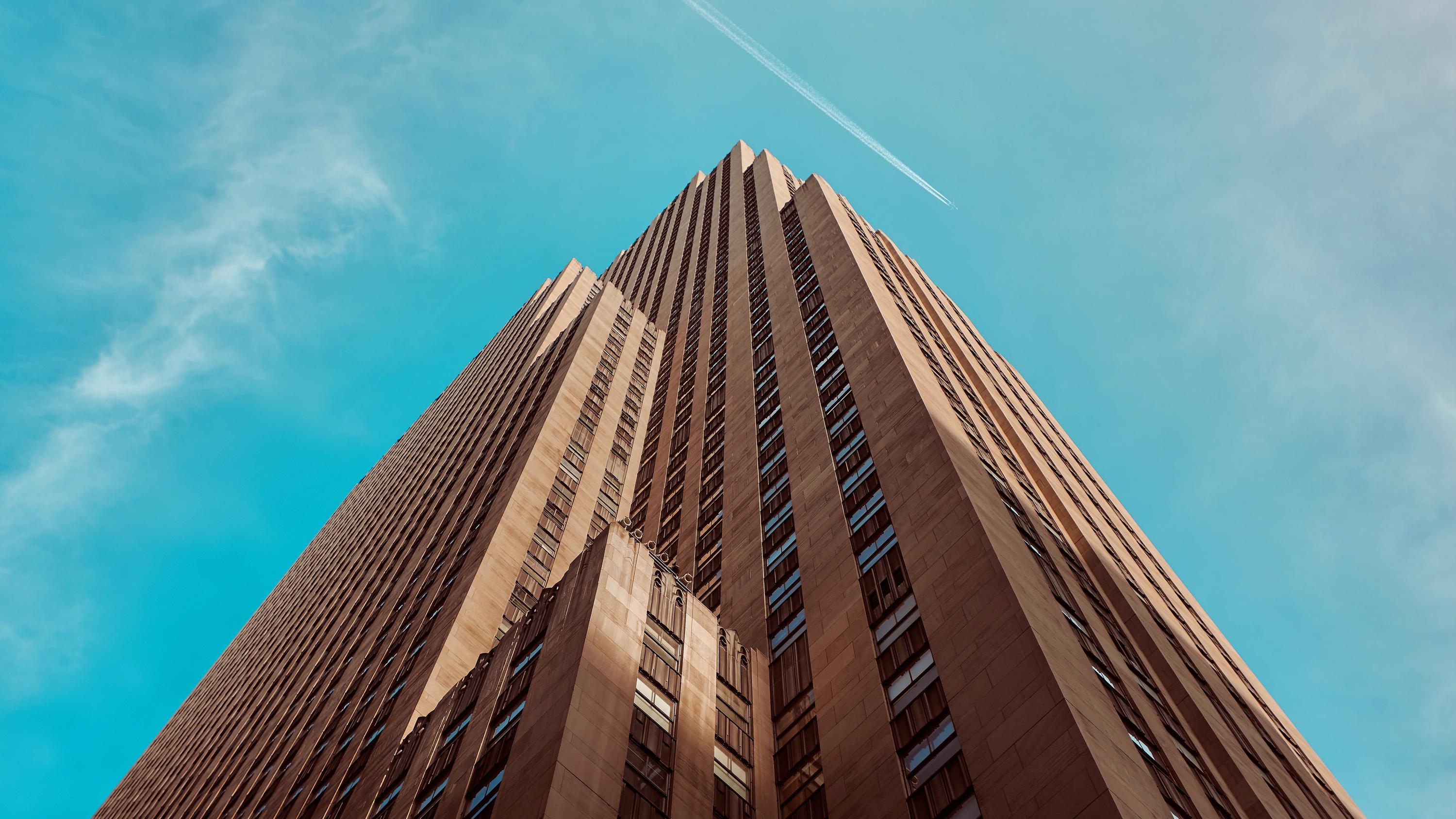 View of a building looking up from the ground